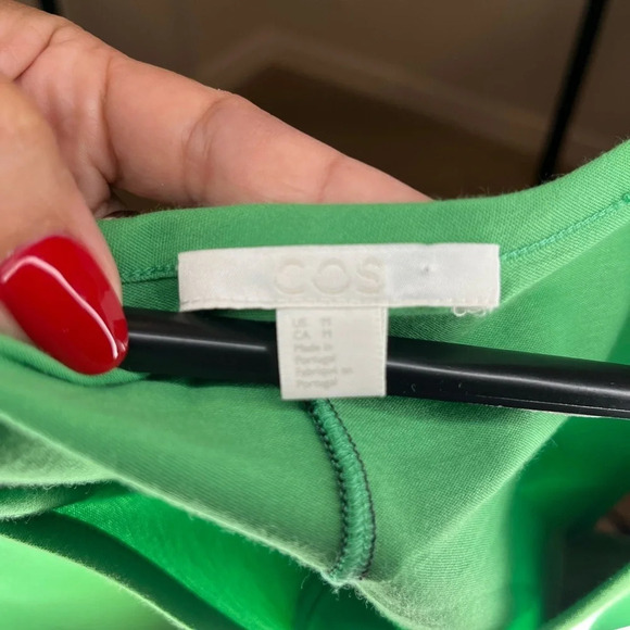❤️COS women dress M green jersey knit visible  seam pull on A-line midi - Picture 3 of 5